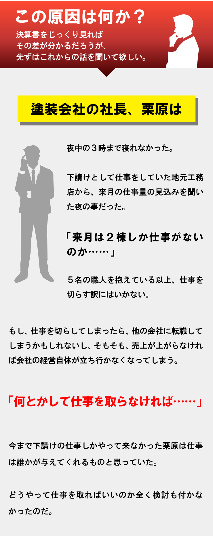 この原因は何か？決算書をじっくり見ればその差が分かるだろうが、先ずはこれからの話を聞いて欲しい。