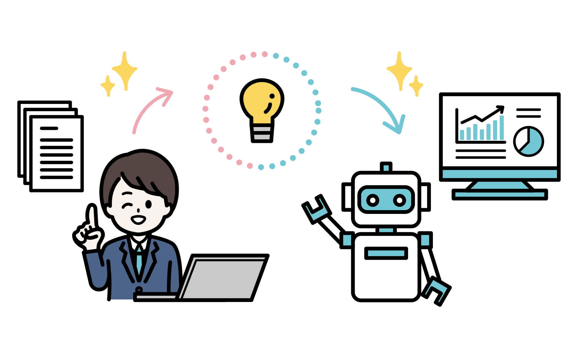 AI活用で業務効率化を実現するビジネスマン